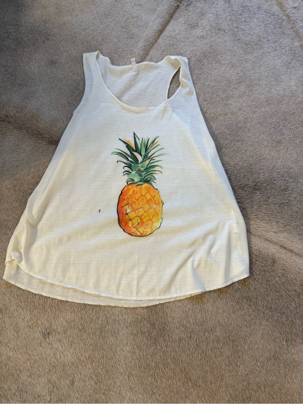 Source Unknown White Tank Top with Pineapple Graphic
